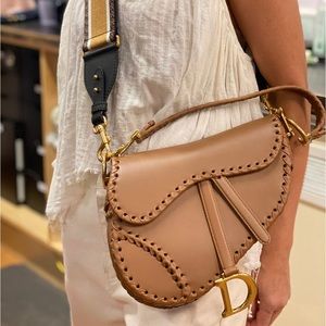 CHRISTIAN DIOR saddle braided brown bag